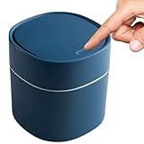 ozgram ミニダストボックス 【プッシュ式】 【ネイビー】 卓上 ふた付き ゴミ箱 くず入れ スリム コンパクト 自宅 オフィス キッチン トイレ 洗面所 車内 ABS PP素材