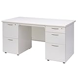 オフィス両袖机 1122010 幅140cm ホワイト W1400×D700×H700mm