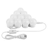 女優ライト MIYOLE ドレッサーライト ハリウッドライト 10個LED電球 メイクアップライト 階段調光 隠し配線 長さ調節可能 USB給電式 洗面台 化粧台 浴室 ドレッサー 昼光色 (鏡は含ま