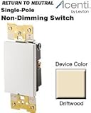 Leviton AC201-7LD 20 Amp, 227 Volt, Single Pole, Acenti Electro-Mechanical Return to Neutral Switch,