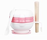 ベビー食器　出産祝い　離乳食調理器具　破砕　研削ボウル　ベビーフード研磨器具　すりこぎ付　赤ちゃん　調理セット 離乳食用　安全　便利　簡単　実用性（ピンク）
