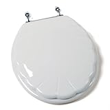 快適シートc1b4r7 – 00 AmchデラックスSeashore木製ラウンドToilet Seat with抗菌とChromeヒンジ、ホワイト