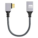 ViViSunハイスピードアルミニウムシェル3D/4K 1440p対応HDMI-ミニアダプターケーブル3D/4K 1440p対応 0.2m ナイロン編組 90° HDMI(メス)-ミニ(オス)延長ケーブル（0.2mグレー,左L)