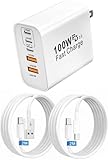 タイプc 充電器 USB Type-C 合計 PD100W 急速充電 GaNIII技術対応 USB-A & Type-C コンセント式電源アダプター 搭載 MacBook//Surface/iPad/PC/iPhone 17air/pro max/16/15/14/13/SE3 Android/タブレット (a白2m2m, 100w)
