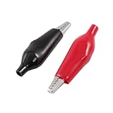 uxcell 電子鰐口クリップ　10個入り　絶縁　電子　ブラック　レッド　55mmテストリード　低電圧回路