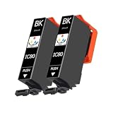 IC80L互換インクカートリッジIC6CL80L ICBK80L黒 (ブラック)2本セットとうもろこしプリンターインク増量対応機種：EP-707A 708A 777A 807AB/AR/AW 808AB/AR/AW 907F 977A3 978A3 979A3 982A3