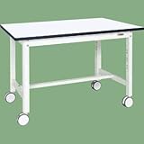 【代引不可】 サカエ (SAKAE) 中量作業台(扇形支柱・双輪キャスター付) KF-49RDW (035039) 《パールホワイト・色管理》 【大型】