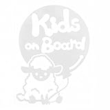ホワイト（白） Kids on board〈羊 ひつじ ヒツジ 動物〉ステッカー 窓ガラス用シールタイプ 車 パーティファッション 子供が喜ぶ ※吸盤・マ...