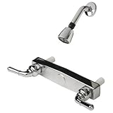 Builders Shoppe 3320 CP / 4010cpモバイルホーム非金属2ハンドル8 "シャワー蛇口バルブwith Matchingシャワーヘッド/腕/フランジクローム仕上げ