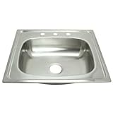 ProPlus 81751323158 2474245 3-holeシングルボウルキッチンシンク、24-gauge、25 " x 22 " x 6インチ、ステンレススチール