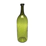 Design Toscano Shima Olive Green Hand-Blown Glass Bottle Vase, 15' [並行輸入品]