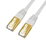 GSPOWER LANケーブル cat7 10G通信 ゴールドメッキ 業務用 企業様向け サーバー用 カテゴリ7 (白, 20m)