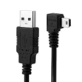 NFHK Mini USB B タイプ 5ピン オス 直角 90度からUSB 2.0 オス データケーブル 5メートル EMI フェライトコア付き, NF-U2-057-RI-5.0M