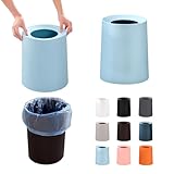 ゴミ箱 ゴミ袋が見えない 丸型 ビニール袋隠す 8L/12L シンプル リビング キッチン 洗面所 オフィス ごみ箱 ごみばこ フタなし ルクレール 2重構造 (ブルー, Mサイズ 8L)