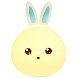 愛らしい動物シリコンライトUSB Sleep Nightライト7色変更ポータブルベッドサイドランプ充電式Feelingライトタッチ検知寝室ライト赤ちゃん大人 オレンジ