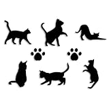 ForzaGroup 猫 カッティングステッカー 肉球 シルエット 車 バイク ヘルメット 屋外耐候 8個セット (4.5cm ブラック)
