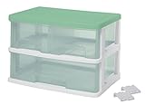 サンコープラスチック 小物収納2段 ストッキー 幅38.5×奥26.5×高26cm ソフトグリーン