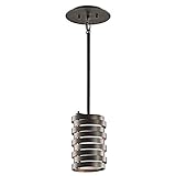 43304OZ Roswell 1-Light Mini-Pendant, Olde Bronze Finish with Ivory Fabric Shade and Opal Diffuser [
