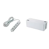 ELECOM 電源タップ 3ピン 4個口 スイングプラグ マグネット付き 3m グレー T-T06-3430LG/RS+ELECOM ケーブル収納ボックス 6個口電源タップ収納 ホワイト EKC-BO