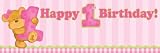Bear's First Birthday Girl Giant Party Banner by Creative Party