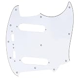 Musiclily Pro 12穴 日本製 Fender Mustang ムスタングギター用ピックガード、3プライホワイト