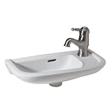Rohl 1090-00 Allia Linea Hand Rinse Basin Sink with Overflow and Single Faucet Hole, White [並行輸入品]