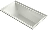 KOHLER 1121-RW-NY Underscore 60-Inch x 30-Inch Alcove Bath with Bask Heated Surface, Tile Flange, an