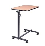 サイドテーブル 介護テーブル 多機能折りたたみリフトベッドサイドテーブル携帯ポータブル老人ホームノートパソコンスタンド 360°回転 キャスター付