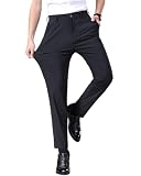 [InnoBase] 接触冷感 スラックス スーツパンツ アイスシルクパンツ ロングパンツ メンズ ビジネス ズボン パンツ ノータック ストレッチ ウォッシャブル 通気 速乾 薄手 春 夏 夏服 スリム (ブラック, 36)