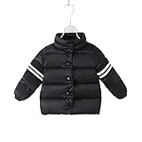 KACHI キッズ 子供服 ダウンジャケット ダウンコート ダウン 中綿ジャケット 立ち襟 女の子 男の子 秋冬 アウター 冬 防寒 保温 防風 ブラック 80cm（1~14ヶ月）