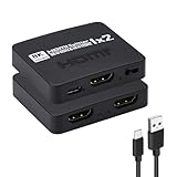 J-Wonlyus 8K@60Hz HDMI 分配器 1入力2出力 4K@120Hz 音声 ビデオ 同時出力 HDMI 2.1 スプリッター 付き 3D 1080p 拡張モードなし PS3/4/5、HDTV、ROKU 4、VCD/DVD プレーヤー、PC対応 （EDID機能、USB充電ケーブル付き）