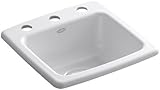 KOHLER K-6015-3-0 Gimlet Self-Rimming Entertainment Sink, White [並行輸入品]
