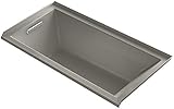 KOHLER 1121-LW-K4 Underscore 60-Inch x 30-Inch Alcove Bath with Bask Heated Surface, Tile Flange, an