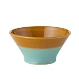 2tone飯碗 330ml｜道祖土和田窯・上質な益子焼の手仕事（日本製）茶青/青茶 (飴青 Ame/Seiji)_電子レンジ対応/食洗機対応_シンプル_ブラウン/ブルー