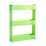 Yardwe 3段スリムスライドアウトストレージタワーギャップストレージキッチン用バスケットバスルームベッドルームランドリールーム狭い場所（緑色）