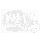 ホワイト（白） Kids on Board〈ショベルカー shovel car 乗物〉ステッカー 窓ガラス用シールタイプ 車 キッズ 子供 後ろ妊婦 安心...