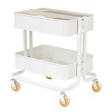 キッチン収納 キッチンワゴン 天板モザイク＆キャスター付き サイドテーブル スチールラック ベビーワゴン カラー2色… (ホワイト2段)