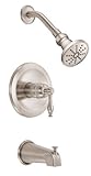 Danze D520155BNT Sheridan Single Handle Tub and Shower Trim Kit with 3 /2 Inch Showerhead, Brushed N