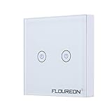 Floureon 2ギャング1 Wayワイヤレスタッチパネルスマート壁ライトスイッチAC 100 V - 240 V壁switchTouch画面ライトスイッチキットホワイトLED強化ガラスパネルタッチ