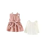 ANTETOKUPO　ベビーワンピース　2点セット　長袖Ｔシャツ＆無袖ワンピース　桜花　綿　入園式　70ｃｍ～100ｃｍ (100ｃｍ, 桜色) [並行輸入品]