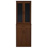 ワイエムワールド　【大容量収納】 ハイタイプ 食器棚 幅60cm ダイニングボード 【色： ウォールナット 】