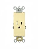Leviton 16241-I 15 Amp, 125 Volt, Decora Plus Single Receptacle, Straight Blade, Commercial Grade, S