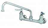 T&S Brass B-0231-EE Wall Mount Double Pantry Faucet with 8-Inch Centers, 12-Inch Swing Nozzle and In