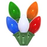 Vickerman 25 Light Multi-Colored Ceramic C7 Light Set on Green Wire by Vickerman