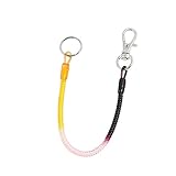No brand キーチェーン　コイル状ストラップ　懐中電灯用　ロブスター　クラスプ　ピンク　イエロー