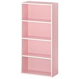 ぼん家具 薄型 本棚 カラーボックス 収納ボックス 木製 収納 マルチラック 4段 ピンク