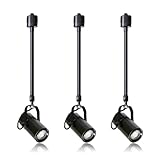 Allegro Lighting 業務用 大光量 ダクトレール用 LED スポットライト LED一体型 電球内蔵 ハロゲン160W形相当 ライティングレール専用 ダクトレール レールライト 電球色 自然色 昼白色 ダクトレール用照明 一体式 おしゃれ照明 スポット ダイニング 間接 (電球色-黒器具-長さ伸縮ロングタイプ, 3セット)