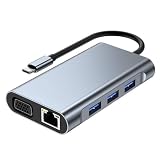 USB Type-c 多機能ドック 7-in-1 Type-C PD100W急速充電 USB-C USB ハブ 5Gbps高速データ転送 HDMI Type-C VGAポート イーサネットアダプタ usb lan変換アダプター タイプC ハブ USB C 変換アダプタ usbハブ MacBook Pro Air/iPad Proなどに対応 (LAN1000Mbps)