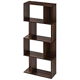 ぼん家具 本棚 S字ラック ジグザグラック ディスプレイラック 4段 ウォールナット