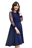 Sweet Mommy マタニティ 授乳服 ワンピース 袖レース バックロングテールカット ネイビー L